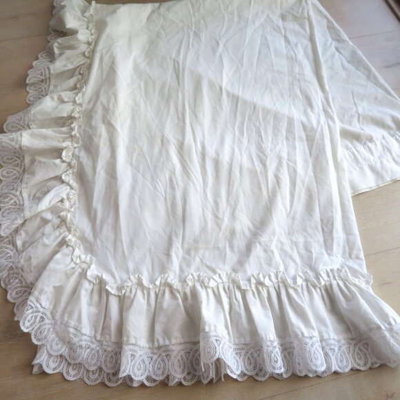 Pair of 2 White Lace Ruffle Curtain Drape Panels 44" x 62" Cottage Shabby Chic - Picture 14 of 16